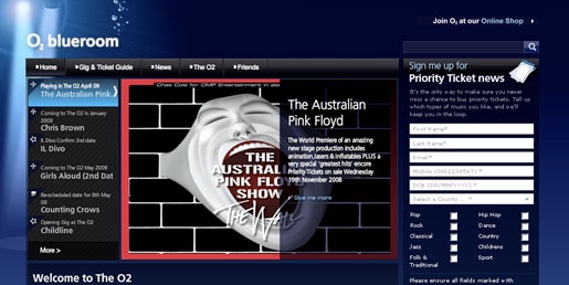 Cover image from O2 Blueroom goes live