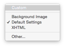 Settings dropdown options
