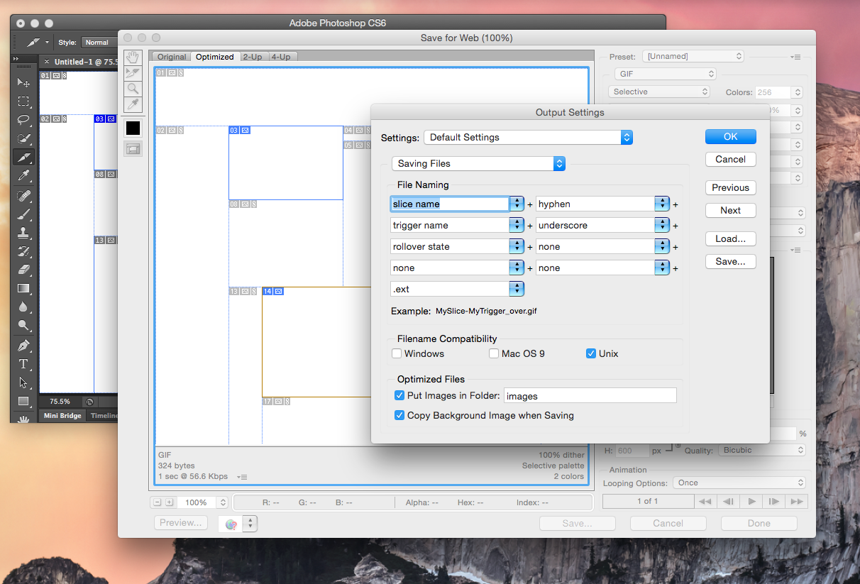 Photoshop save options dialog