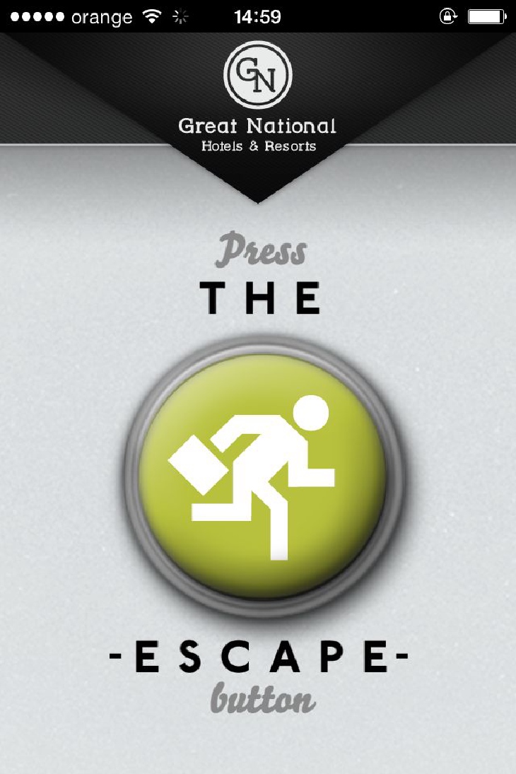 Great National Hotels The Escape Button app landing page