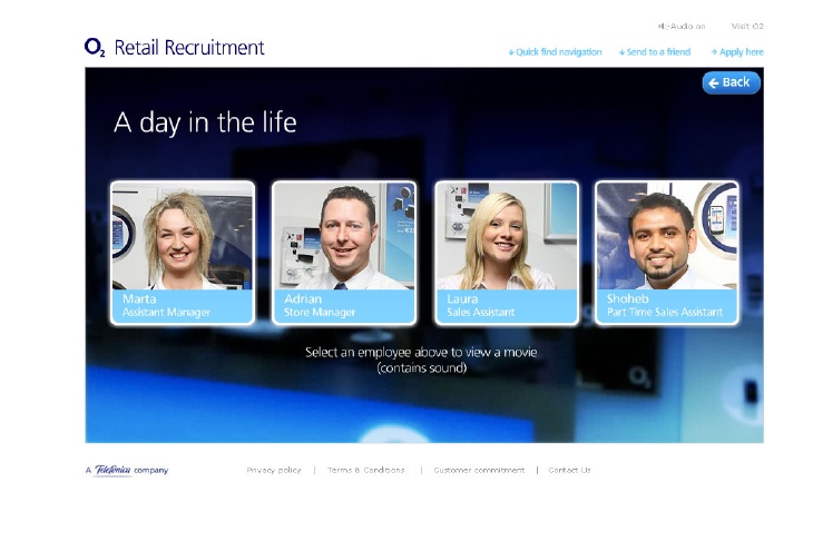 O2 Recruitment website staff testimonials page